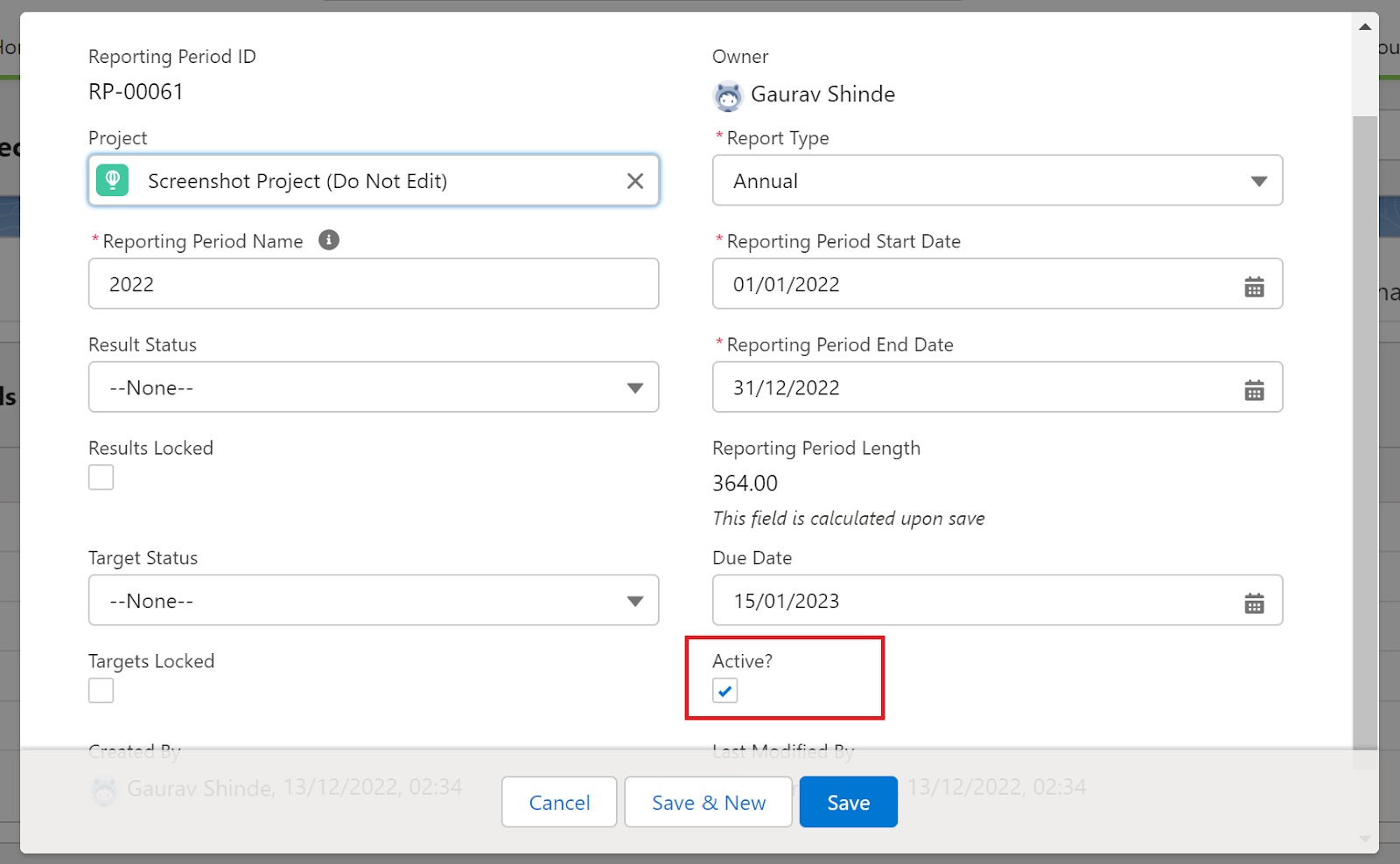 Deactivate Reporting Periods for Result Entry