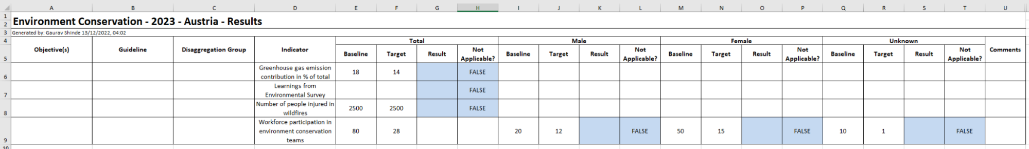 Download / Upload Results Table